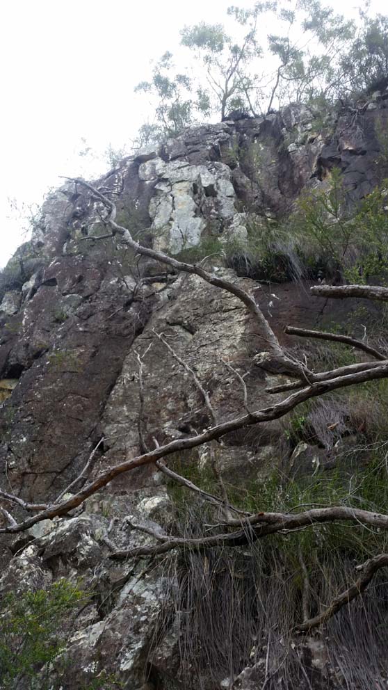 The cliff face near the summit